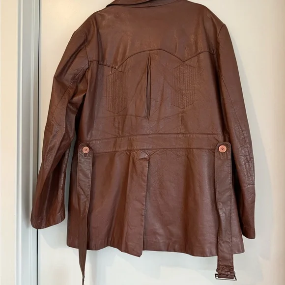 Vintage 1970’s Johnnie Owen’s Men’s Brown Leather Jacket - Genuine Leather - Picture 5 of 13